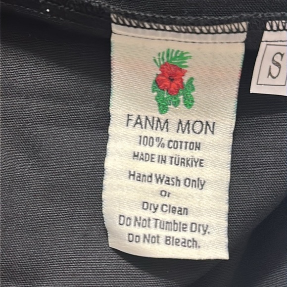 Fanm Mon Sundial Embroidered Short Sleeve Midi Dress Black/White NWT Sz Small - Picture 11 of 11